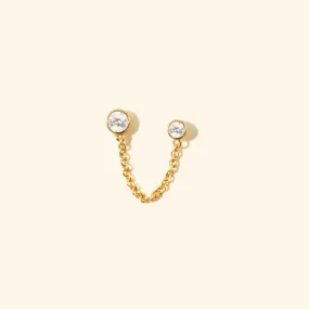 Bezel Double Chain Stud Earrings