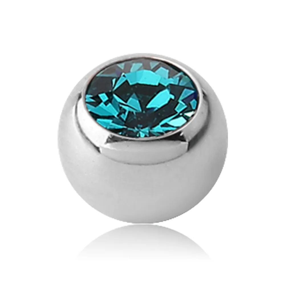 14 Gauge | Aqua Crystal Threaded Ball