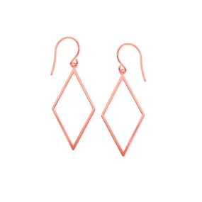 14K Rose Gold Shiny Drop Triangle Earrings