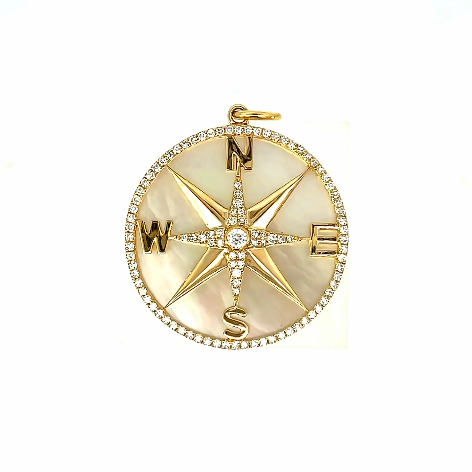 14KY Diamond Compass Pendant-KVP00037MOP-046