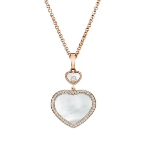 18ct Rose Gold Happy Hearts Mother of Pearl & Diamond Set Pendant