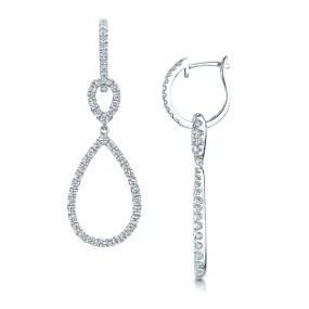 18ct White Gold Diamond Pear Shape Loop Earrings