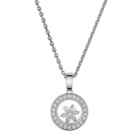 18ct White Gold Happy Diamonds Floating Snowflake Pendant With Diamond Set Bezel