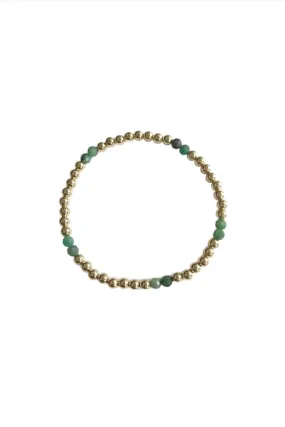 4mm Emerald/Gold Beaded Bracelet