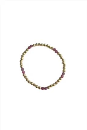 4mm Ruby/Gold Beaded Bracelet