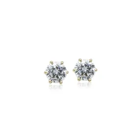 7mm Cubic Zirconia Solitaire Stud Earring