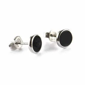 8mm onyx silver studs earring