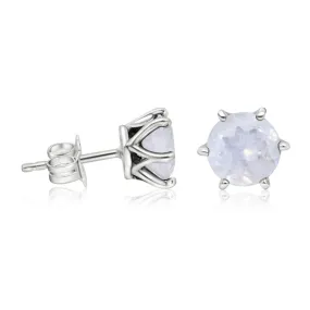 925 Silver Moonstone Studs - 7mm, Handmade, Dainty Gift