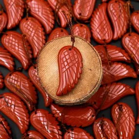 AAA Hand Carved Natural Red Jasper Angel Wing Pendant Bead Drilled Gemstone