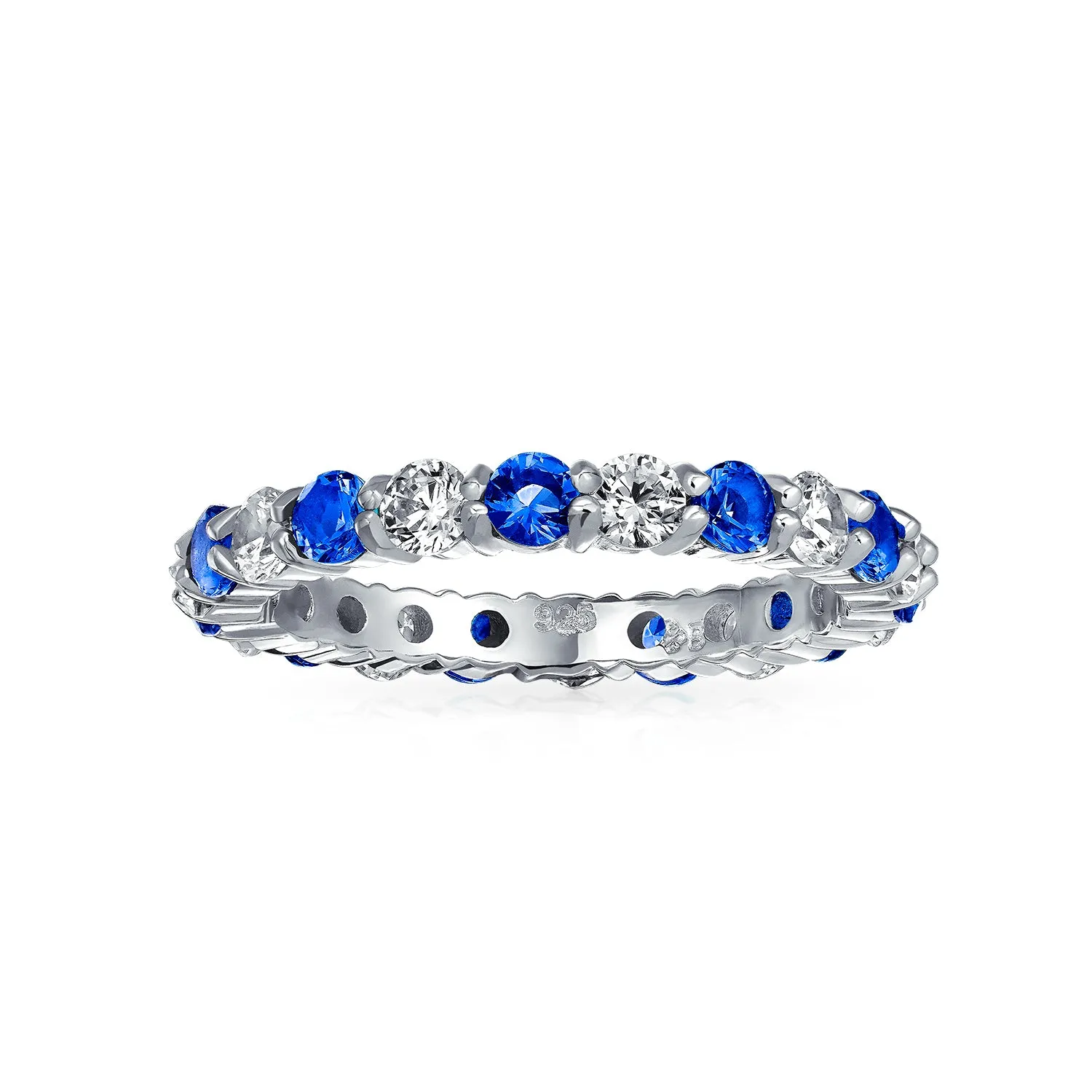 Alternating CZ Eternity Ring .925 Sterling Silver Birthstone Colors