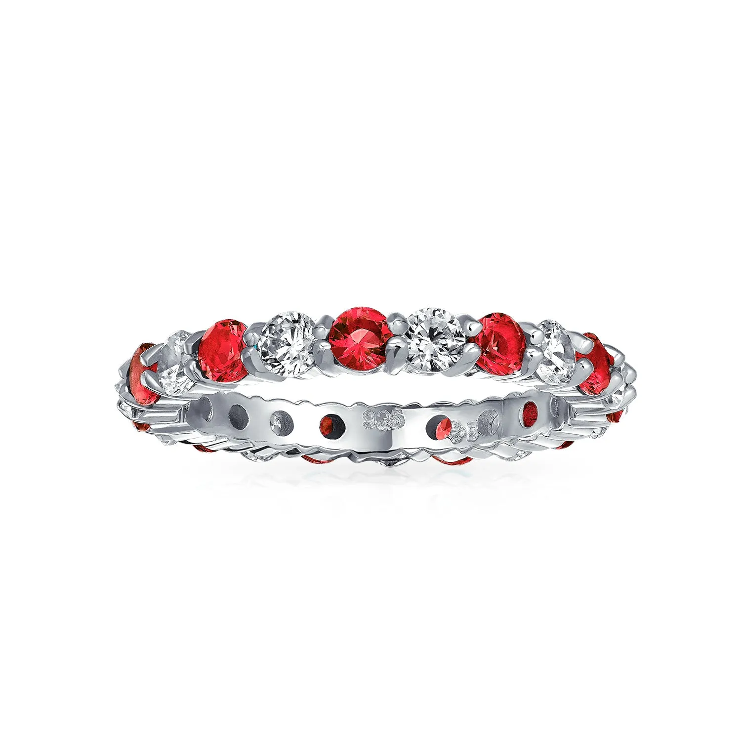 Alternating CZ Eternity Ring .925 Sterling Silver Birthstone Colors