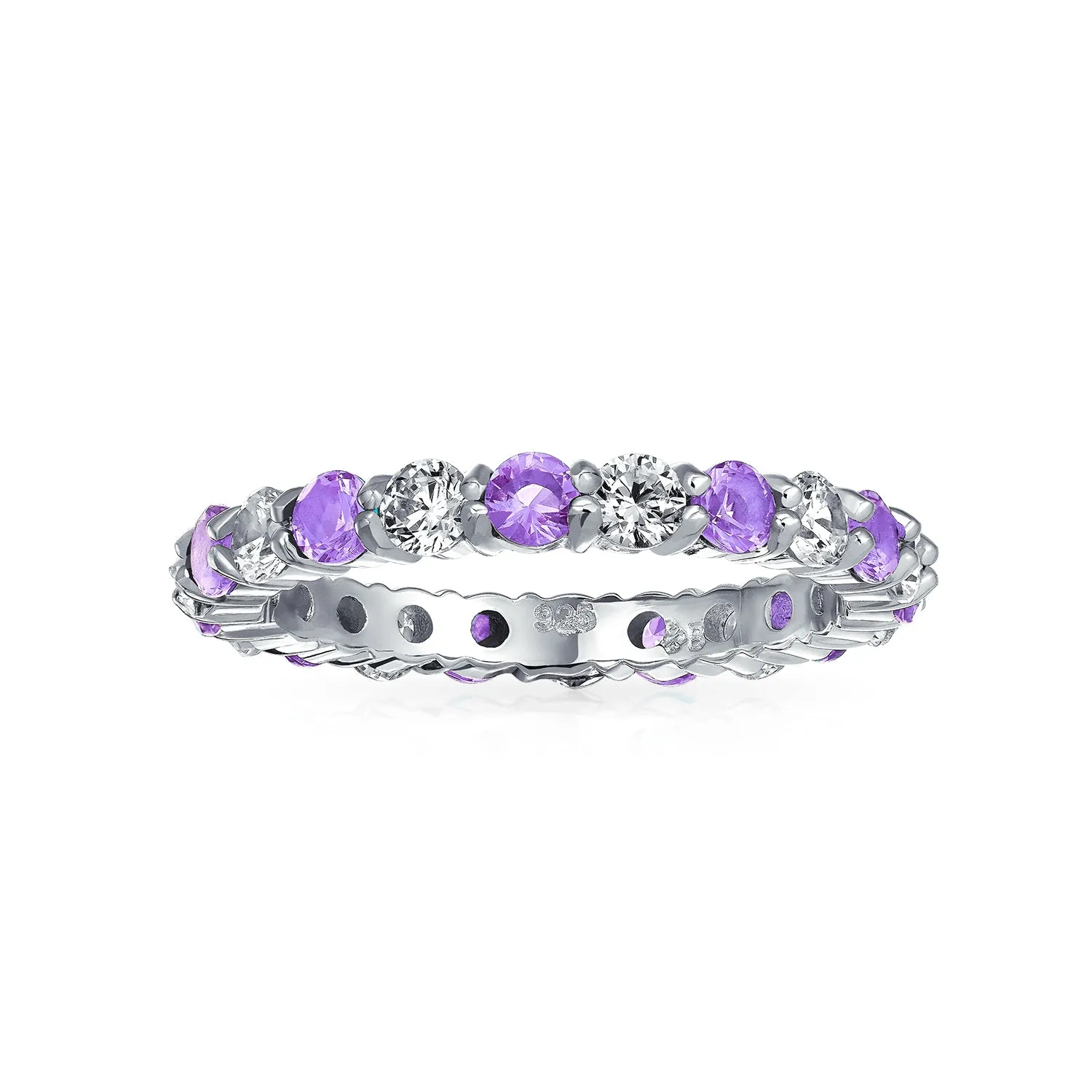 Alternating CZ Eternity Ring .925 Sterling Silver Birthstone Colors