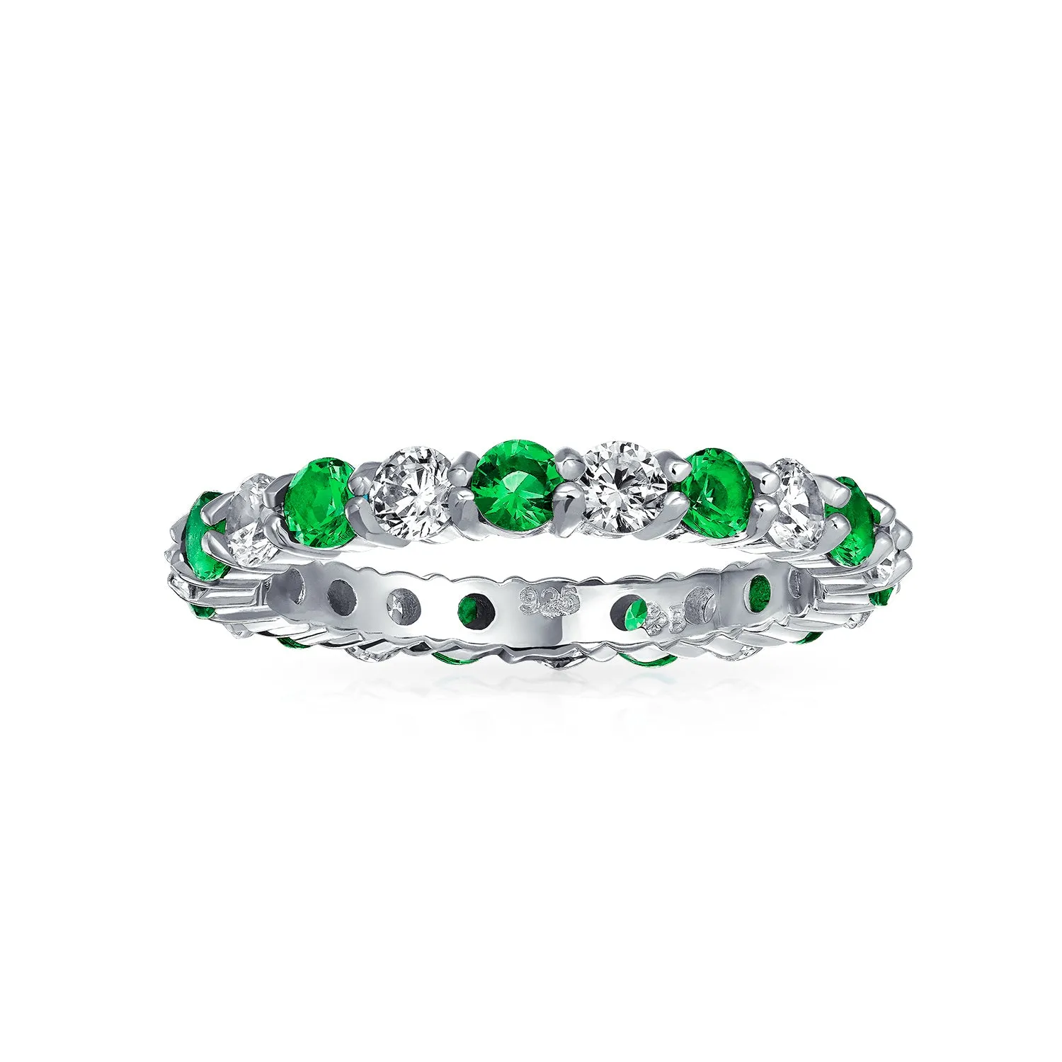 Alternating CZ Eternity Ring .925 Sterling Silver Birthstone Colors