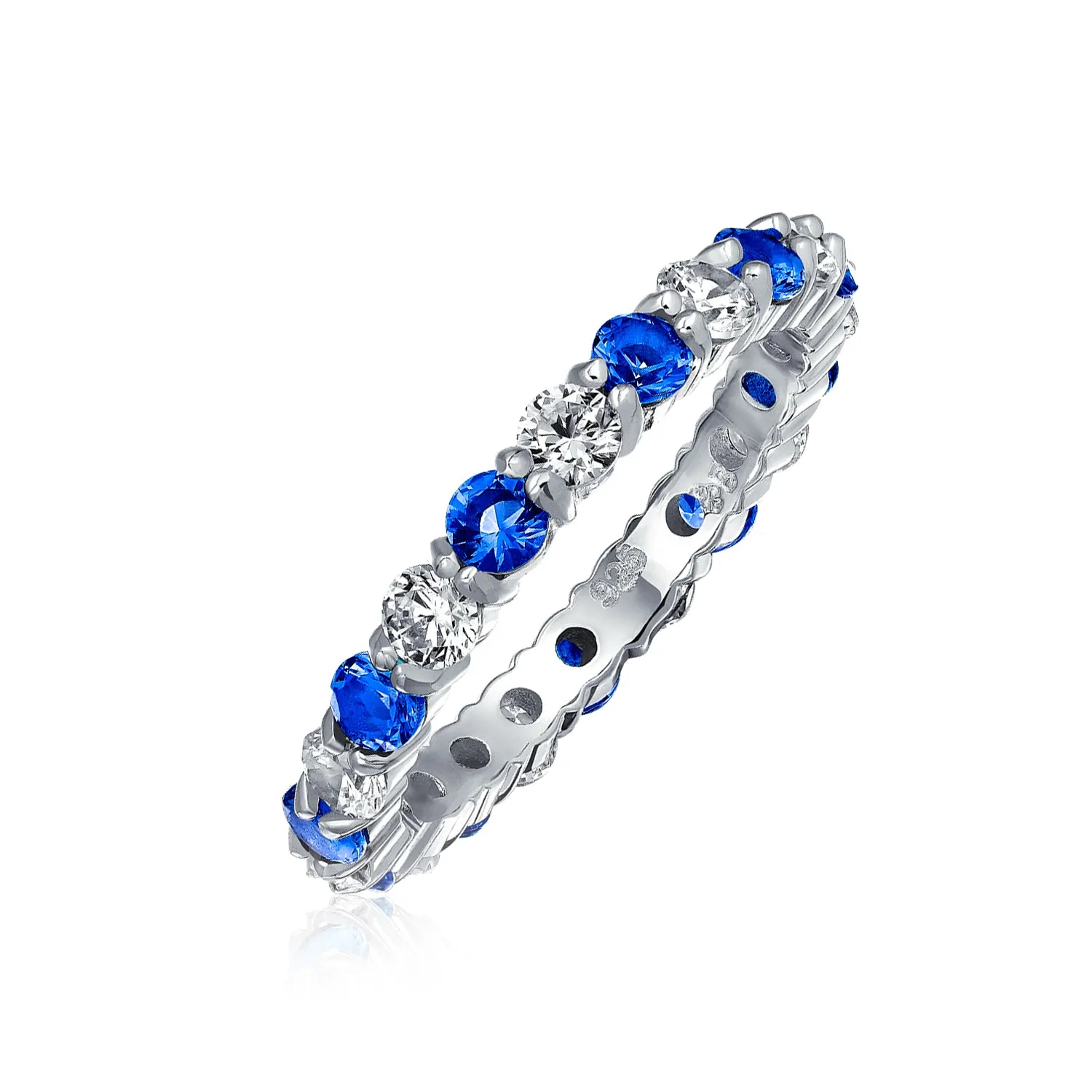 Alternating CZ Eternity Ring .925 Sterling Silver Birthstone Colors