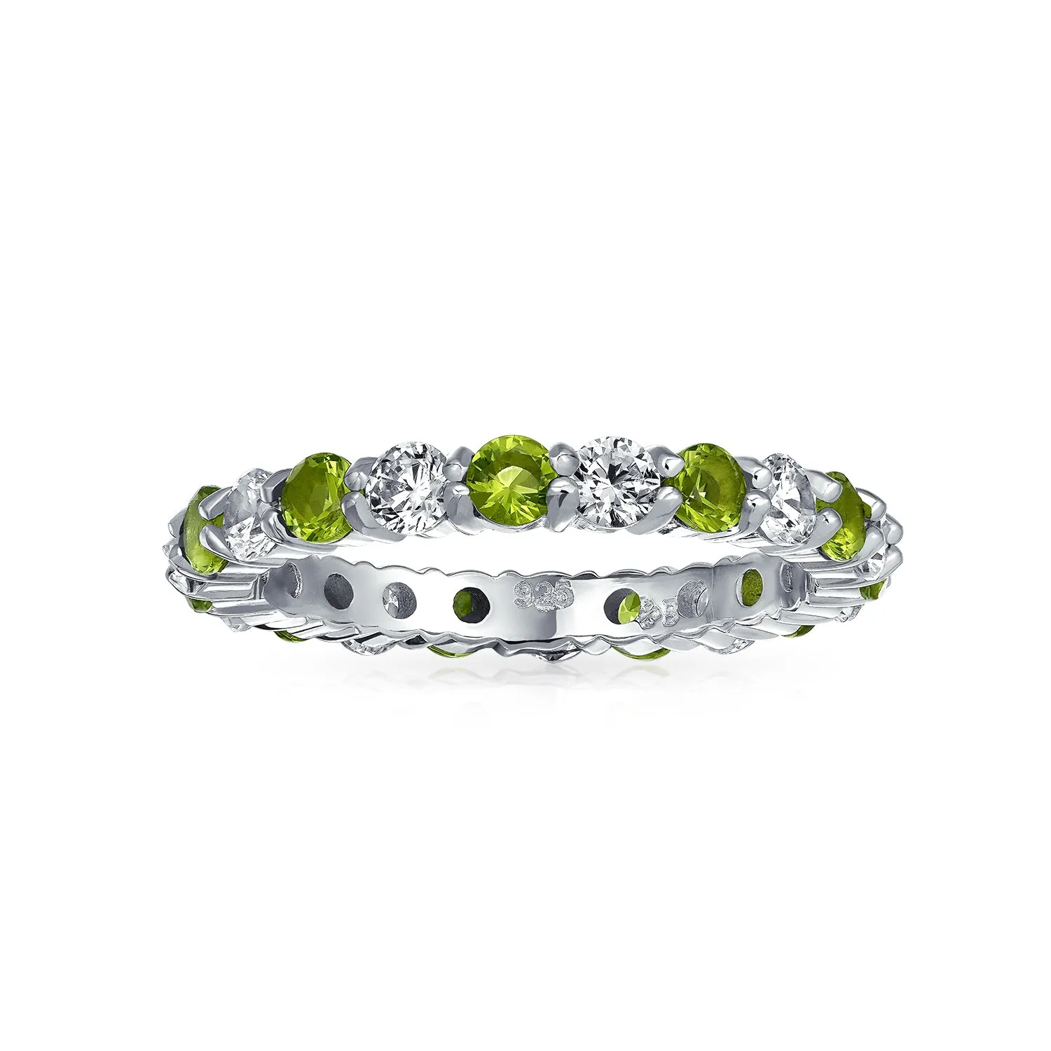 Alternating CZ Eternity Ring .925 Sterling Silver Birthstone Colors