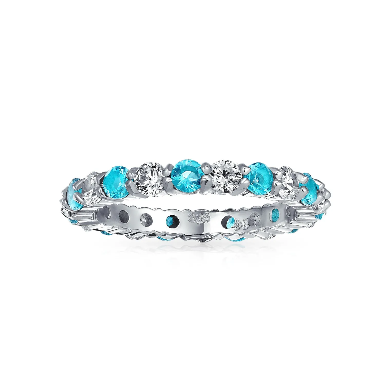 Alternating CZ Eternity Ring .925 Sterling Silver Birthstone Colors