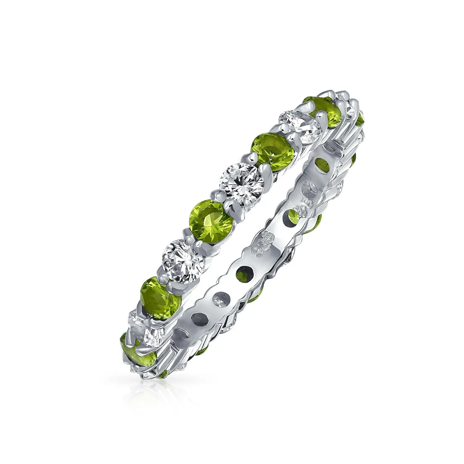 Alternating CZ Eternity Ring .925 Sterling Silver Birthstone Colors