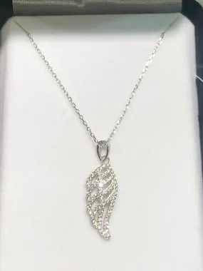 Angel Wing Silver Swarovski Zirconium Crystal Pendant