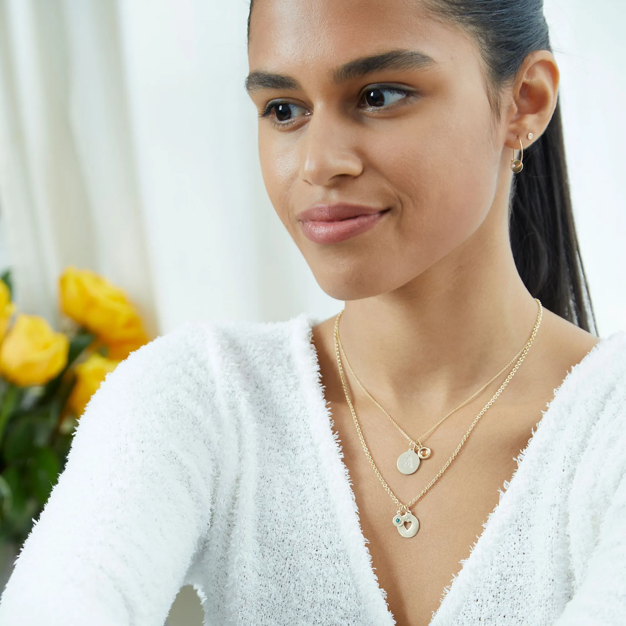 Birthstone Mini Disk Charm With Blue Sapphire