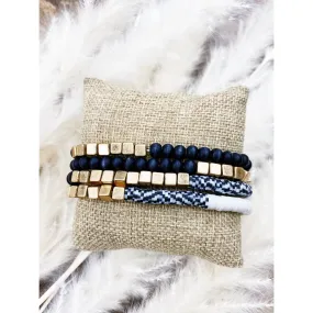 Black and Gold Beaded Bracelet Set