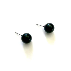 Black Petite Lucite Ball Stud Earrings