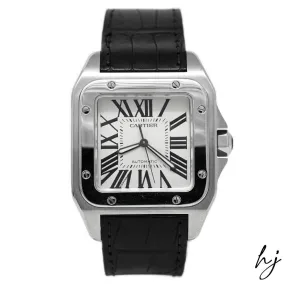 Cartier Men's Santos 100 Stainless Steel 41.3mm Silver Roman Dial Watch Reference #: W20073X8