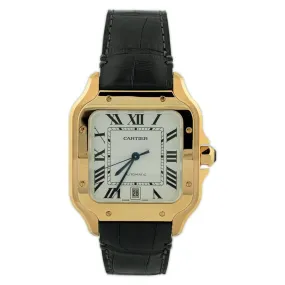 Cartier Men's Santos 18K Red Gold 39.8mm Silver Roman Dial Watch Reference #: WGSA0018