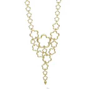 Caviar Gold 18K Gold Statement Floral Link Necklace