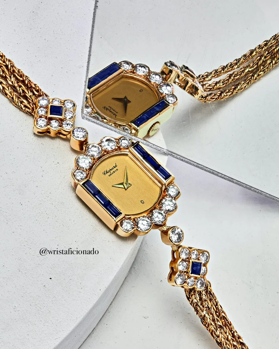 Chopard Vintage Yellow Gold Blue Sapphire Diamond Watch