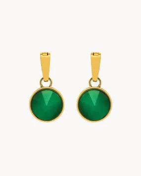 Confidence Stone Emerald Cateye Ħabbata Earring Pendants, Gold