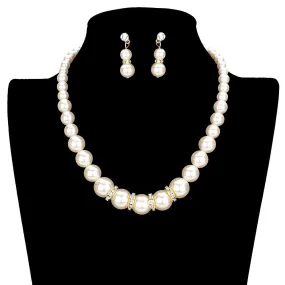 Crystal Detail Pearl Strand Necklace