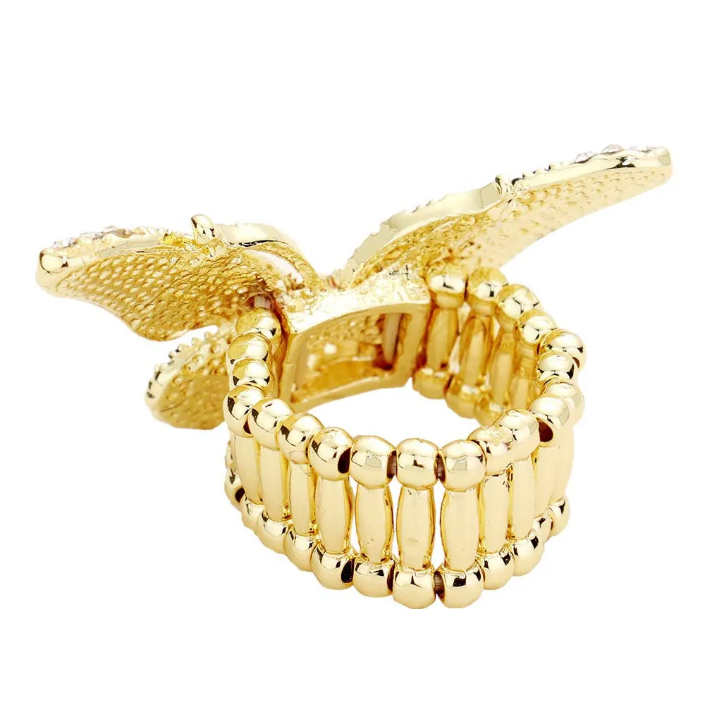 Crystal Pave Butterfly Stretch Ring