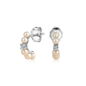 Cultured freshwater pearl stud earrings in sterling silver