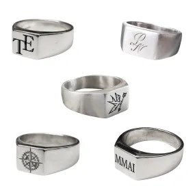 Custom Engraved Square Silver Signet Ring