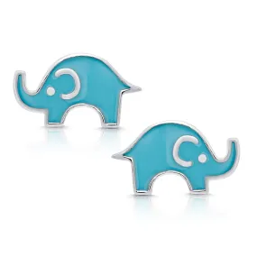 Elephant Stud Earrings in Sterling Silver