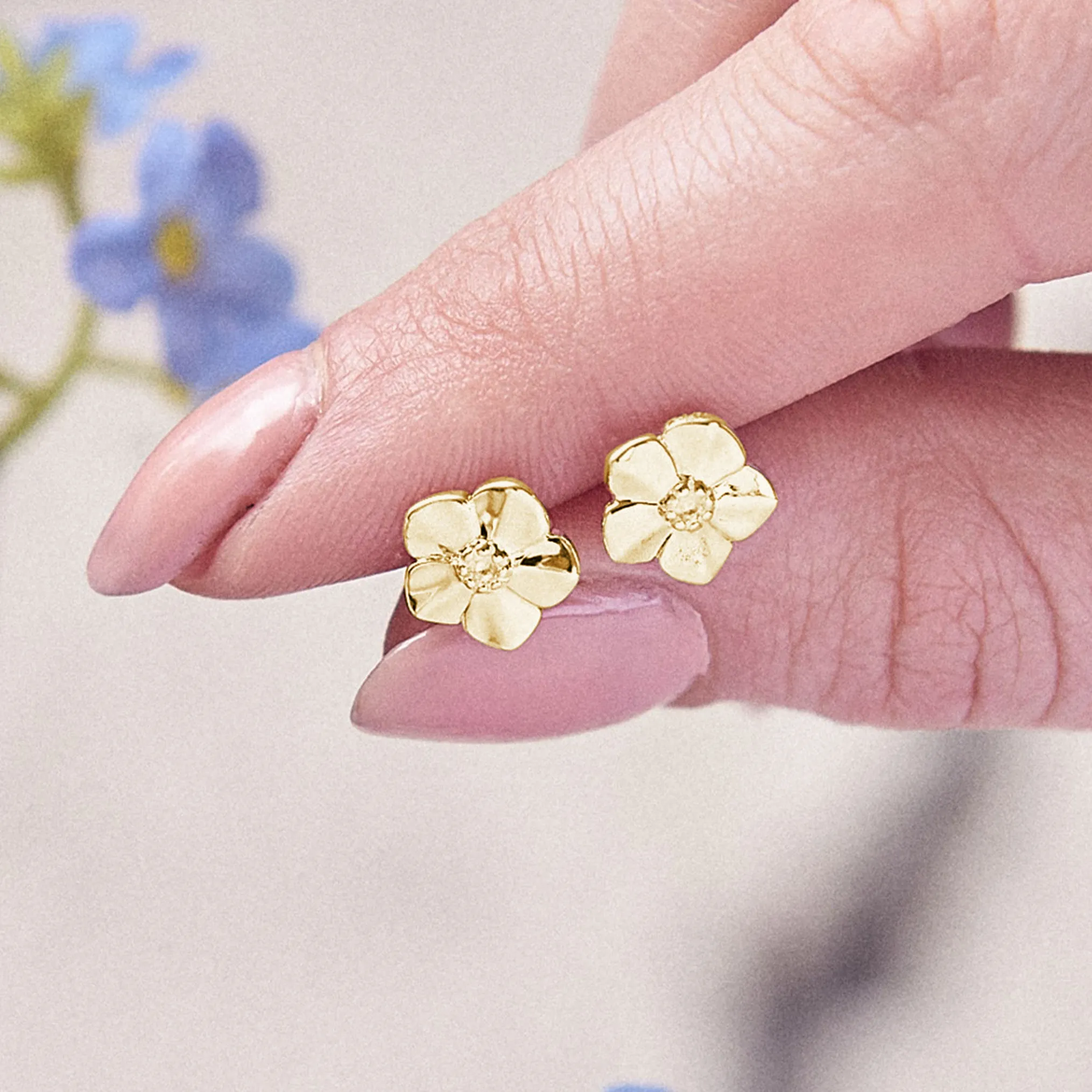 Forget-Me-Not Gold Vermeil Silver Studs