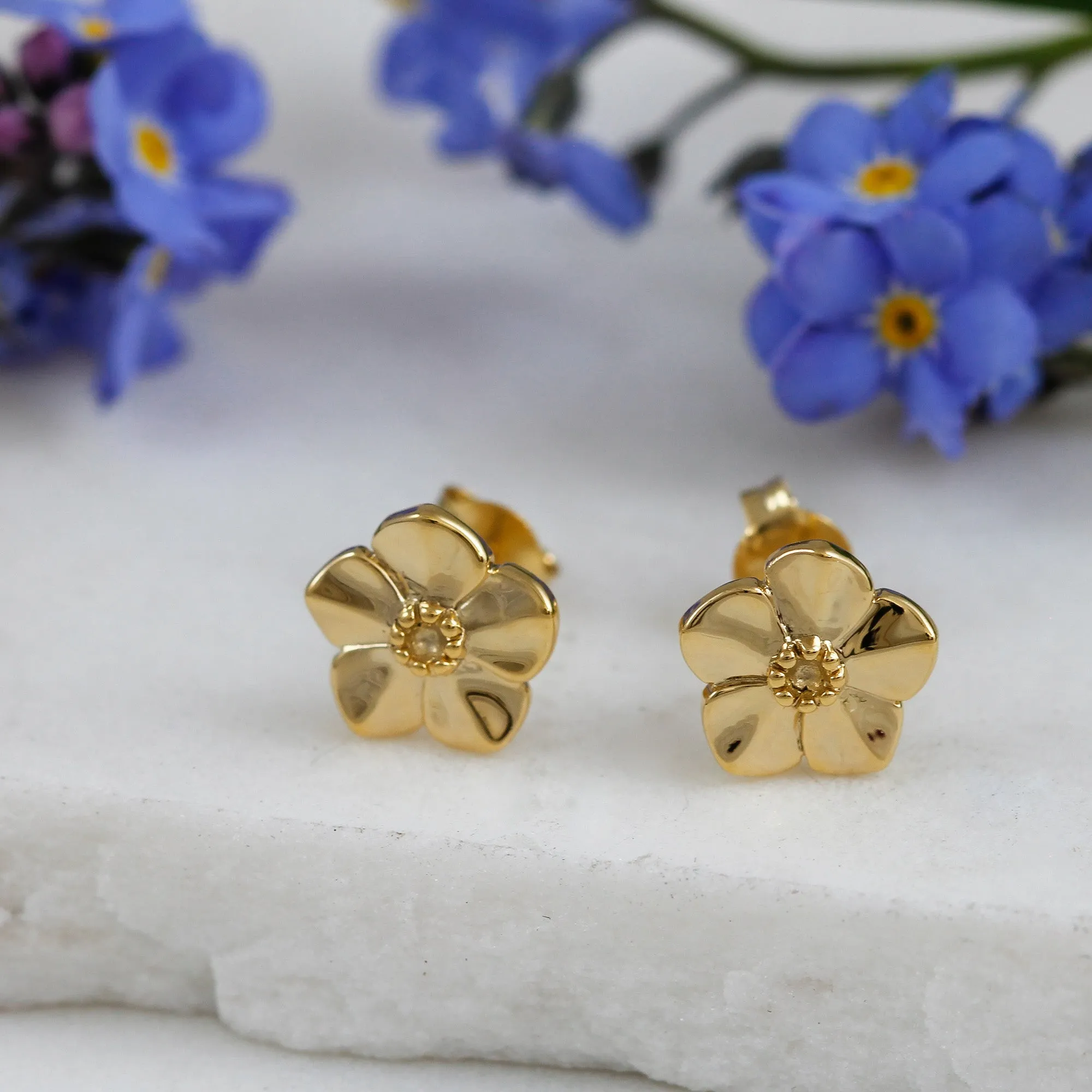 Forget-Me-Not Gold Vermeil Silver Studs