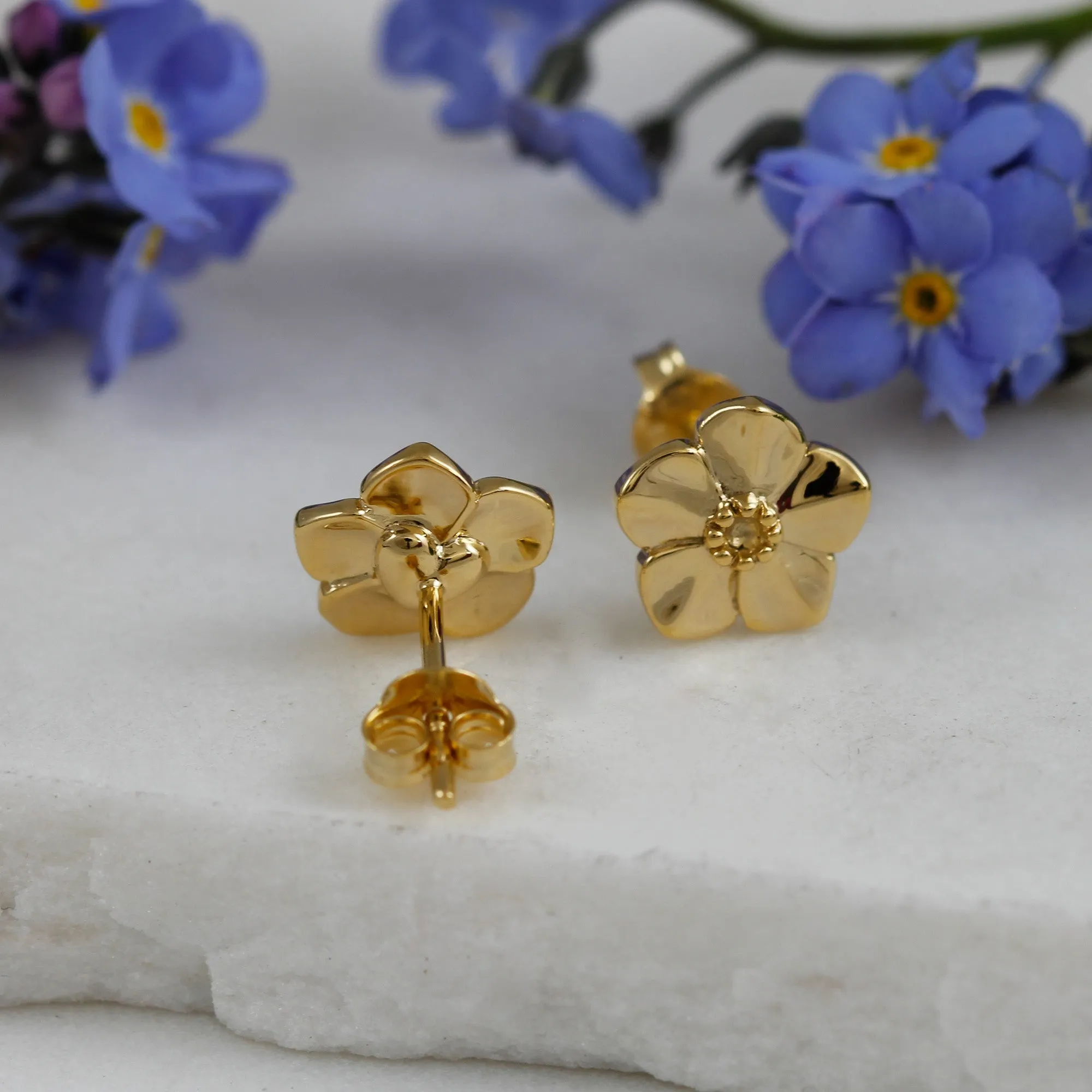 Forget-Me-Not Gold Vermeil Silver Studs