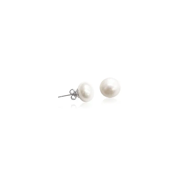 Freshwater Pearl Button Stud Earrings