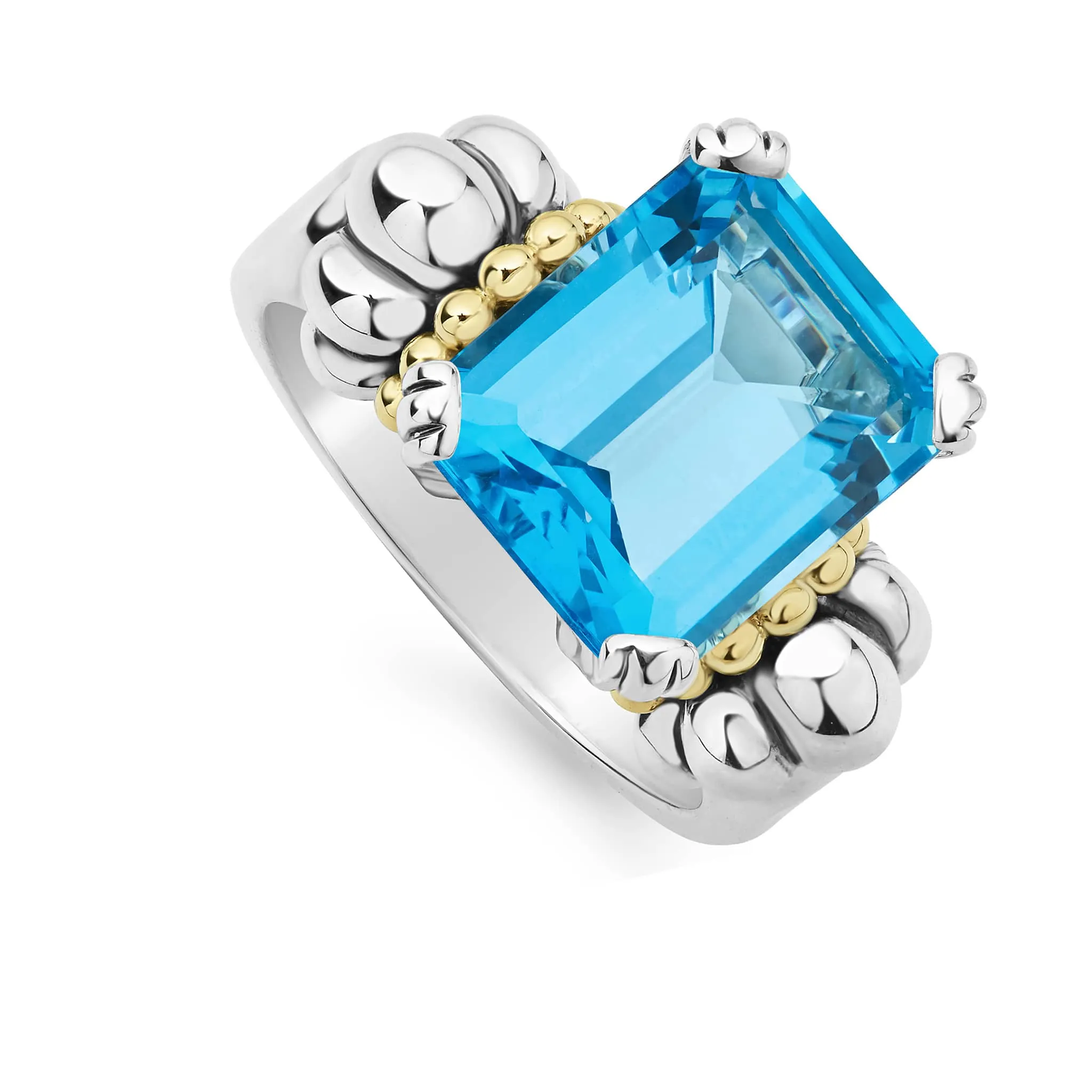 Glacier Medium Emerald-Cut Swiss Blue Topaz Ring