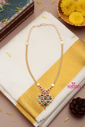 Goldtone Palakka Pendnat Chain ( No Earrings )