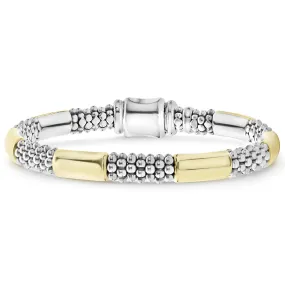 High Bar Two-Tone Station Caviar Bracelet | 6mm