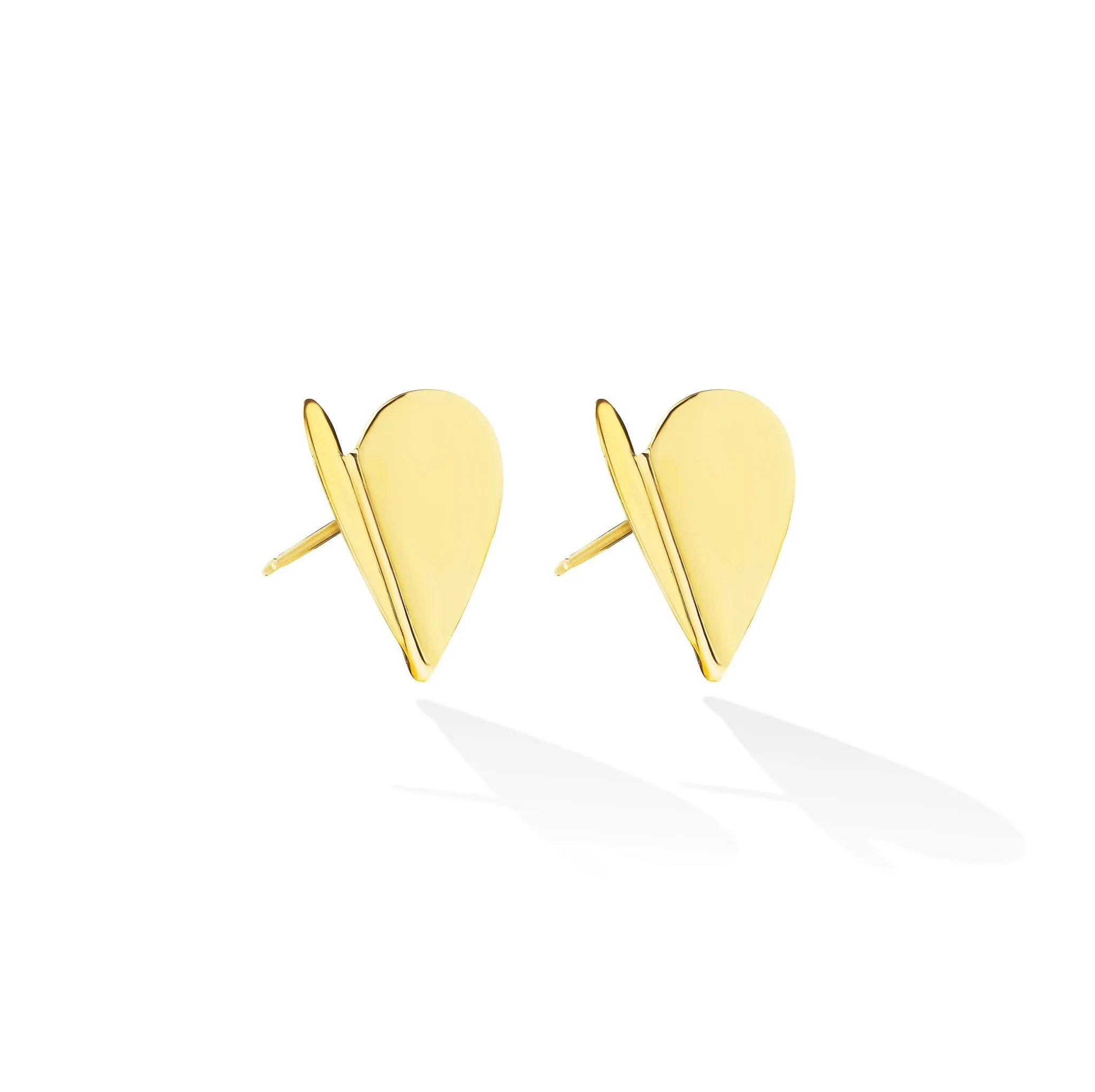 Large Yellow Gold Wings of Love Folded Stud Earrings