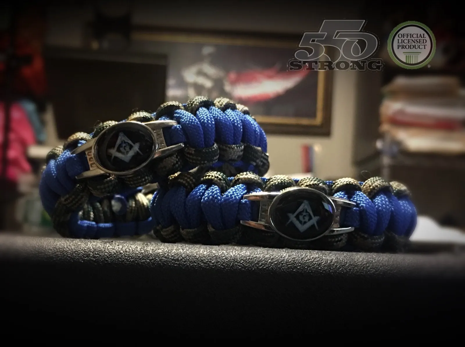 Masonic Camo Blue 2 Paracord Bracelet