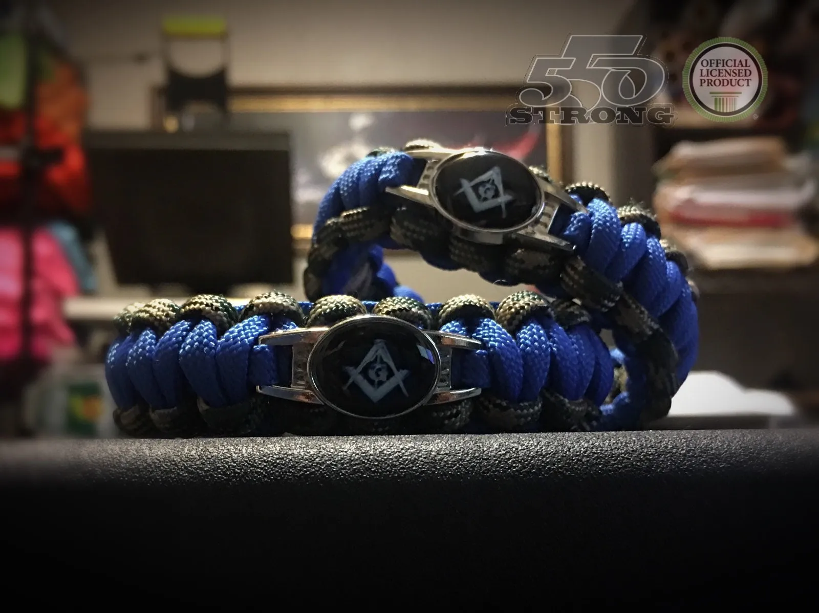 Masonic Camo Blue 2 Paracord Bracelet