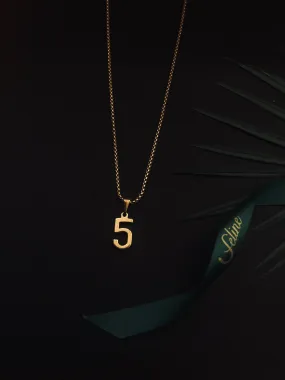 Number 5 Gold Dipped Pendant Necklace