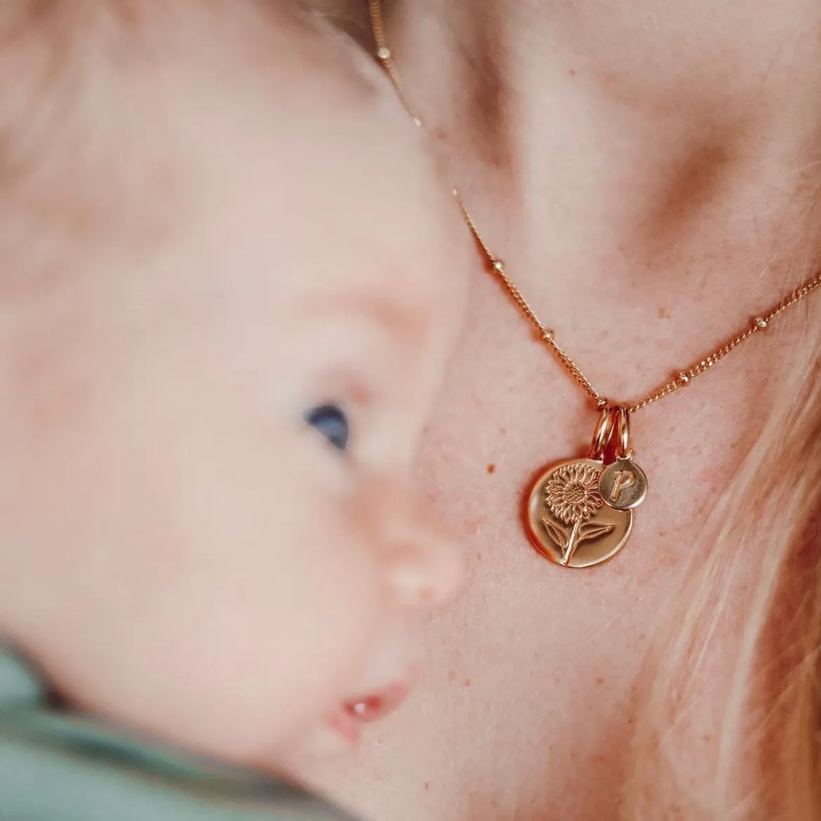 Rose Necklace With Initial - June Flower