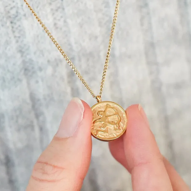 Sagittarius Zodiac Gold Pendant Necklace