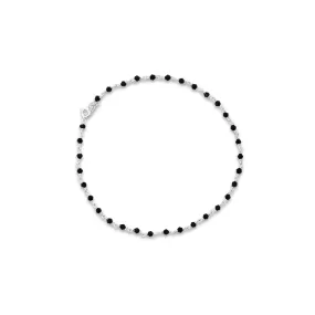 Silver Black Beads with Chain Design Anklet for Girls