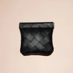 Small black woven pouch